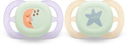 Philips Залъгалки Philips Avent - Ultra Start Night, луна и звезда с кутия за стерилизиране, 0 - 2 m, 2 броя (00A.0622.001)