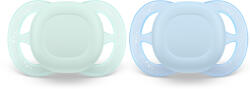 Philips Залъгалки Philips Avent - Ultra Start, пастелни цветове с кутия за стерилизиране, 0-2 m, 2 броя (00A.0623.001)
