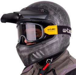 W-Tec Motoros bukósisak W-TEC Retron Chesster szemüveggel retro kivitel, karcolásgátló bevonat, állszellőzés csíkos ezüst XL(61-62) (22547-XL+27846-2)