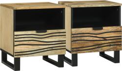 vidaXL Éjjeli szekrények 2 db 40x33x46 cm Tömör Mangófából (4017943)