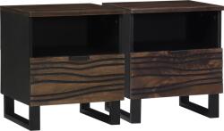 vidaXL Éjjeli Szekrény 2 db 40x33x46 cm Tömör Fa Diófa (4018015)