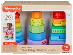 Mattel Fisher-Price Színes formaválogató és toronyépítő piramis játékszett - Mattel (HXT76)