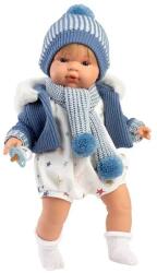 Llorens Llorens: Sasha 38cm-es síró baba cumival kék kabátban bojtos sállal (38573) - innotechshop