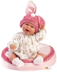 Llorens Llorens: Mimi 42cm-es mosolygós baba nyuszifüles rózsaszín sapkában párnával (74134) - innotechshop