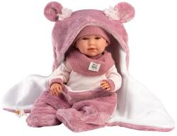 Llorens Llorens: Mimi 42cm-es síró baba rózsaszín macifüles puha hálózsákkal (74130) - innotechshop