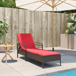 vidaXL Napozóágy Párnával Barna 63x200x81 cm Poli Rattan (368306)