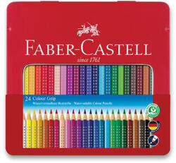 Faber-Castell Creioane colorate FABER-CASTELL Grip 2001, 24 de culori, cutie metalică (0086-1124230)