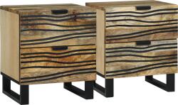 vidaXL Éjjeli szekrények 2 db 40x33.5x46 cm Tömör mangófa és mérnöki fa (4017935)
