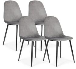 ModernHOME 4 db szürke bársony étkező- és nappali szék, fekete acél lábbal (J933 GRAY)