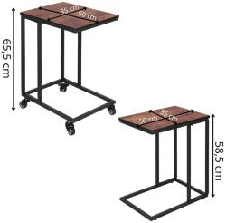 Görgős és fix dohányzóasztal-szett, 65, 5/58, 5 cm, 75 kg, fekete-barna (HF0025)
