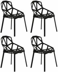 ModernHOME Modern fekete étkezőszék szett, 4 db, műanyag, 120 kg teherbírás (PC-015 BLACK 4 SZ)