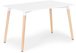 Modern étkezőasztal bükkfa lábakkal, 75x120x80 cm, fehér (DT04)