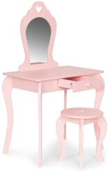 ECOTOYS Gyerek fa fésülködőasztal tükörrel és ülőkével, rózsaszín, 110×65 cm (FH-KF200011-P PINK)