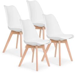 ModernHOME 4 db fehér skandináv étkezőszék, bükkfa láb, eco-bőr párna (KOMPLET PC-003 WHITE)