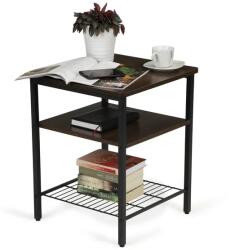ModernHOME Loft stílusú 2 polcos dohányzóasztal fém kerettel, 45×45×56, 5 cm (YLT-1501-04P)