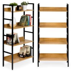ModernHome Loft stílusú 4 polcos fa-fém könyvespolc, 60x28x125 cm, állítható lábakkal (CWJ6028126CL)