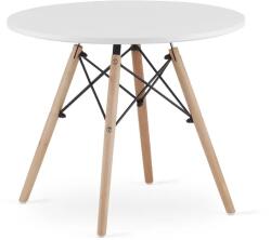 LEOBERT Skandináv kerek dohányzóasztal, matt fehér 60 cm MDF lap, bükk láb (model_3699_1-MAKSI-CAR60)