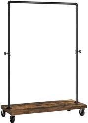 LEOBERT Loft ruhafogas görgőkkel és polccal, fém-fa, 103×40×162 cm (model_2007_1)