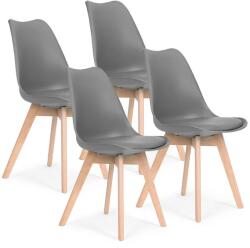 ModernHOME 4 db fehér skandináv étkező- és nappaliszék bükk lábbal, műbőr párnával (KOMPLET PC-003 DGREY)
