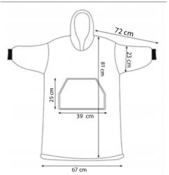  Oversize kapucnis takaró-pulóver, sötétkék, 100% poliészter (HA5084)