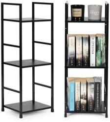 ModernHome Modern fa polcos állvány fém vázzal, loft stílus, 3 szint, fekete (CWJ302480L BLACK)