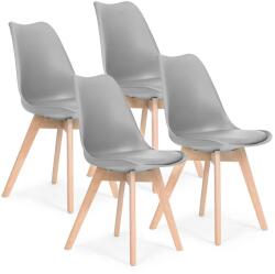 ModernHOME 4 db skandináv étkezőszék, világosszürke, bükk láb, eco-bőr párna 120 kg (KOMPLET PC-003 GREY)