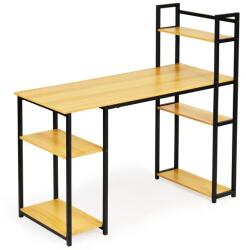 ModernHOME Loft stílusú íróasztal 6 polccal, világos tölgy, 120×54 cm (PJJCT0005-302)