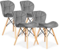 ModernHOME 4 darabos szürke bársony étkező- és nappali szék készlet, bükk lábakkal (KJC208 GRAY)