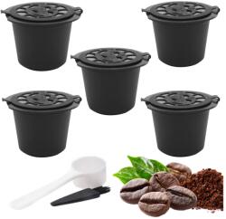  5 x újrafelhasználható nespresso kávékapszula készlet kiegészítőkkel, fekete (24092)