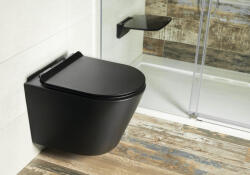 SAPHO PACO rimless fali kerámia WC csésze 36, 5x52 cm ülőke nélkül, matt fekete PZ1012WRB (PZ1012WRB)