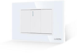 Luxion Intrerupator Simplu Mecanic 1M si 2 Taste False LUXION cu Rama din Sticla, Standard Italian, 3M
