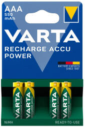 VARTA Power 550mAh HR03/4BP 56743 1, 2V NiMh mikro akkumulátor AAA tölthető elem (Varta-Power-HR03-4-550)