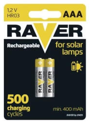 RAVER SOLAR 400mAh HR03/2BP B7414 NiMH mikro akkumulátor AAA tölthető elem (Raver-HR03-2-400)