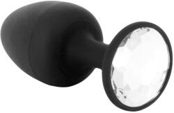 Dorcel Geisha Plug Diamond L - fehér köves anál plug (fekete) - erotikashow