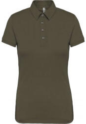 Kariban Női galléros rövid ujjú jersey póló, Kariban KA263, Light Khaki-S (ka263lk-s)