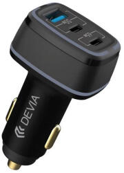 DEVIA Extreme Speed 115W autós gyorstöltő - USB + 2× Type-C kimenettel, laptophoz is (ST379918)