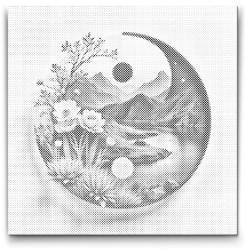  PontPöttyöző - Jin Jang Természet Méret: 50x50cm, Keretezés: Műanyagtáblával, Szín: Fekete