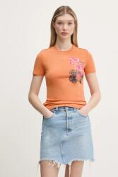 Desigual t-shirt BOTANICAL LA női, narancssárga, 25SWTK48 - narancssárga M