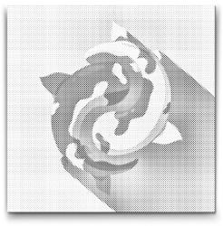  PontPöttyöző - Jin-jang koi ponty Méret: 50x50cm, Keretezés: Kerek keret, Szín: Fekete