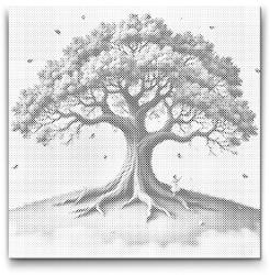  PontPöttyöző - Az élet fája Méret: 50x50cm, Keretezés: Műanyagtáblával, Szín: Fekete