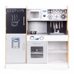 ECOTOYS Bucatarie din lemn pentru copii cu accesorii, 90.3 x 31 x 90 cm, Ecotoys (EDITL053001) Bucatarie copii