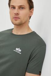 Alpha Industries pamut póló Basic T Small Logo zöld, sima - zöld M - answear - 12 990 Ft