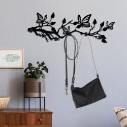 Wallity Tartós fém fali kampó, fekete, 60 x 24 x 2 cm | 100% fém konstrukció, egyszerű telepítés csavarokkal | Ideális otthoni rendezéshez és dekorációhoz (88768-891TNL3694)