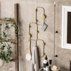 Wallity Elegáns arany fém fali kampó, 28 x 5 cm, magasság 70 cm | Tartós Ø9 mm Test, Max 10 kg Terhelhetőség | Tökéletes otthoni és irodai dekorációhoz (88651-494PYT1164)