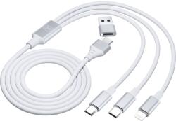 3mk Protection Hyper 3in1 USB Type-C / USB Type-A apa - USB Type-C / Micro USB Type-B / Lightning apa Töltőkábel - Fehér (1.5m) (5903108541237) (5903108541237)