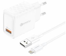 FONENG EU54 18W USB-A, 3A mains charger (White) + USB-A to Lightning cable