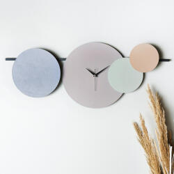 Wallity Elegáns dekoratív fém falióra, 75 cm átmérőjű, kézzel festett, csendes működésű, zöld/barna/kék | 100% fém, 1, 5 mm vastag | Tökéletes otthoni dekorációhoz (88553-902LMN1113)