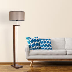 Opviq Skandináv állólámpa, dió kivitelben, 163 cm Magasság | Metal & Wooden Body, 45 cm Fabric Cap | Be/Ki kapcsoló, E27 aljzat, max 40W | Stílusos és funkcionális (87437-534LUN2149)