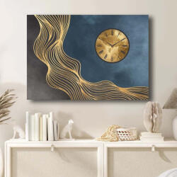 Wallity Elegáns dekoratív vászon falióra, 70 x 100 cm, 100% velúr vászon, erős 2, 8 cm-es fakeret | Tökéletes otthoni dekorációhoz és időtlen stílushoz (88189-228CLA3669)