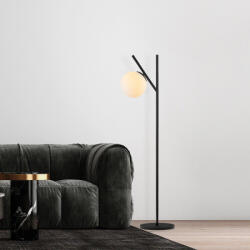 Opviq Modern állólámpa fém testtel és üvegkupakkal, fekete-krém, 31 x 45 x 152 cm | E14 Aljzat, 40W Max, 200 cm Kábel | Stílusos ipari és skandináv dizájn (87083-942FLG1524)